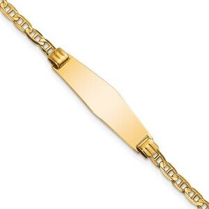 14k Yellow Gold Soft Diamond Shape Anchor Link Id Bracelet